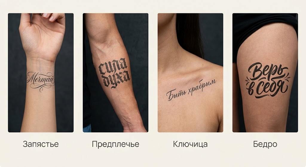 Коллаж тату в стиле Леттеринг